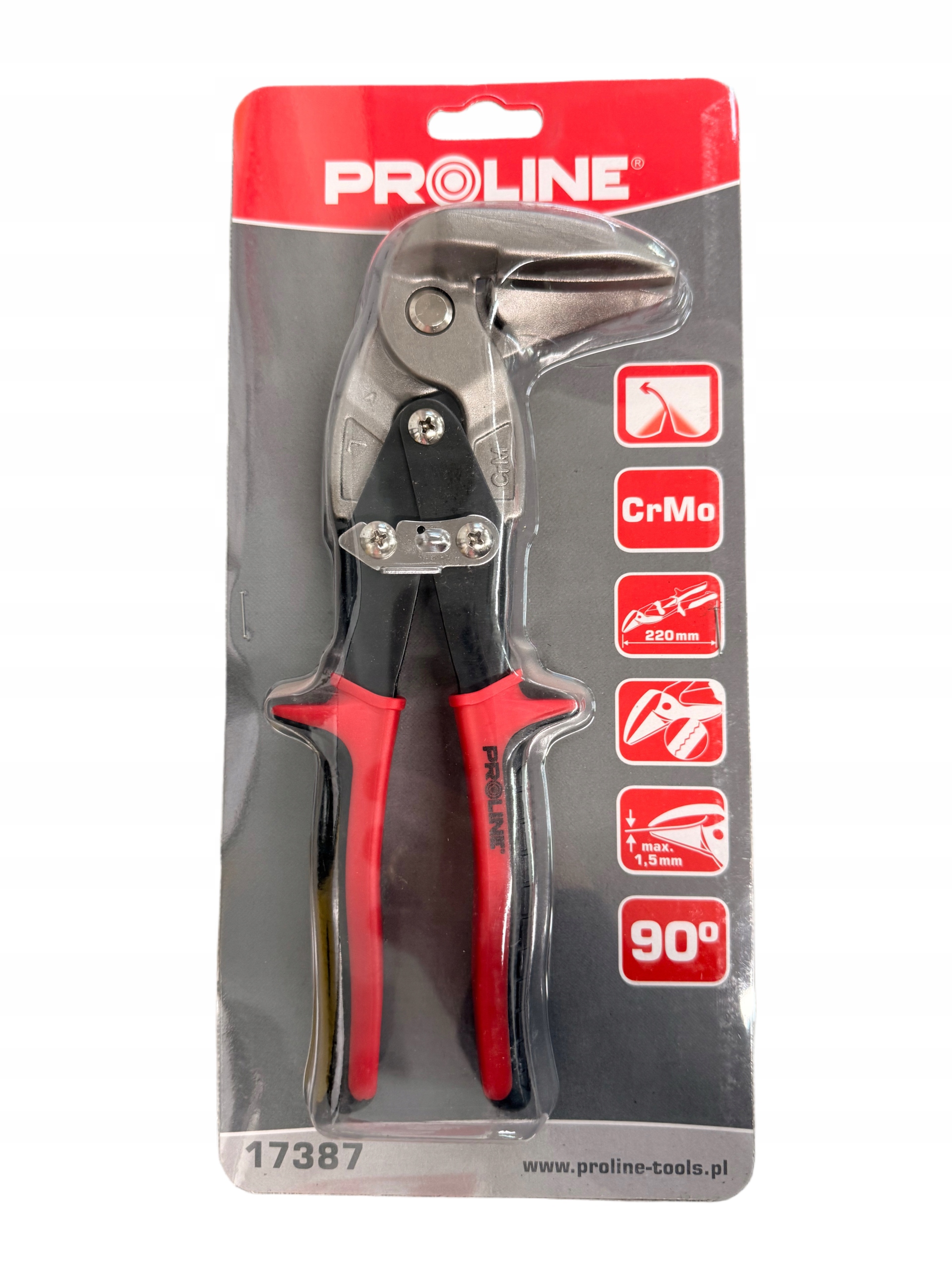 Úhlové nůžky na plech levé 220 mm Proline 17387 ocel 60HRC pokrývačské