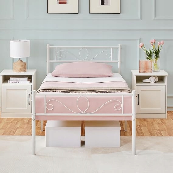 Stelaż rama łóżka metalowa biała 90x190 łóżko