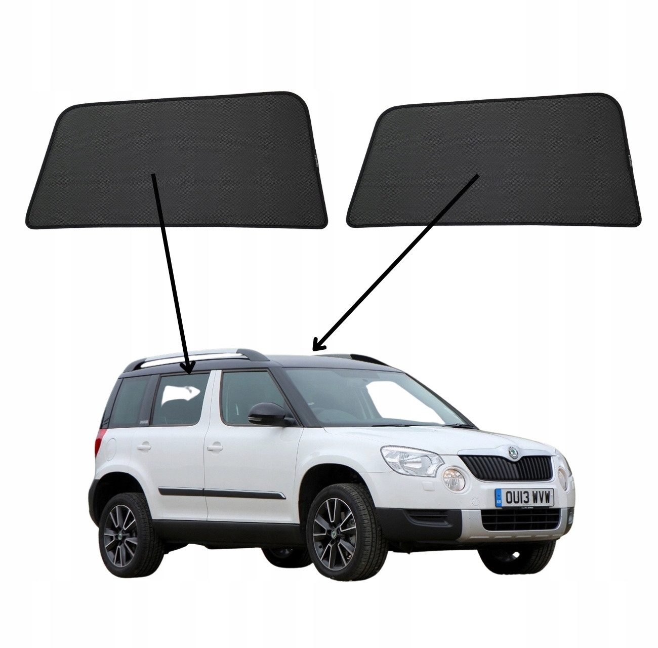 Protislnečné clony do Škoda Yeti, 2009-2017, magnety, sada 2ks