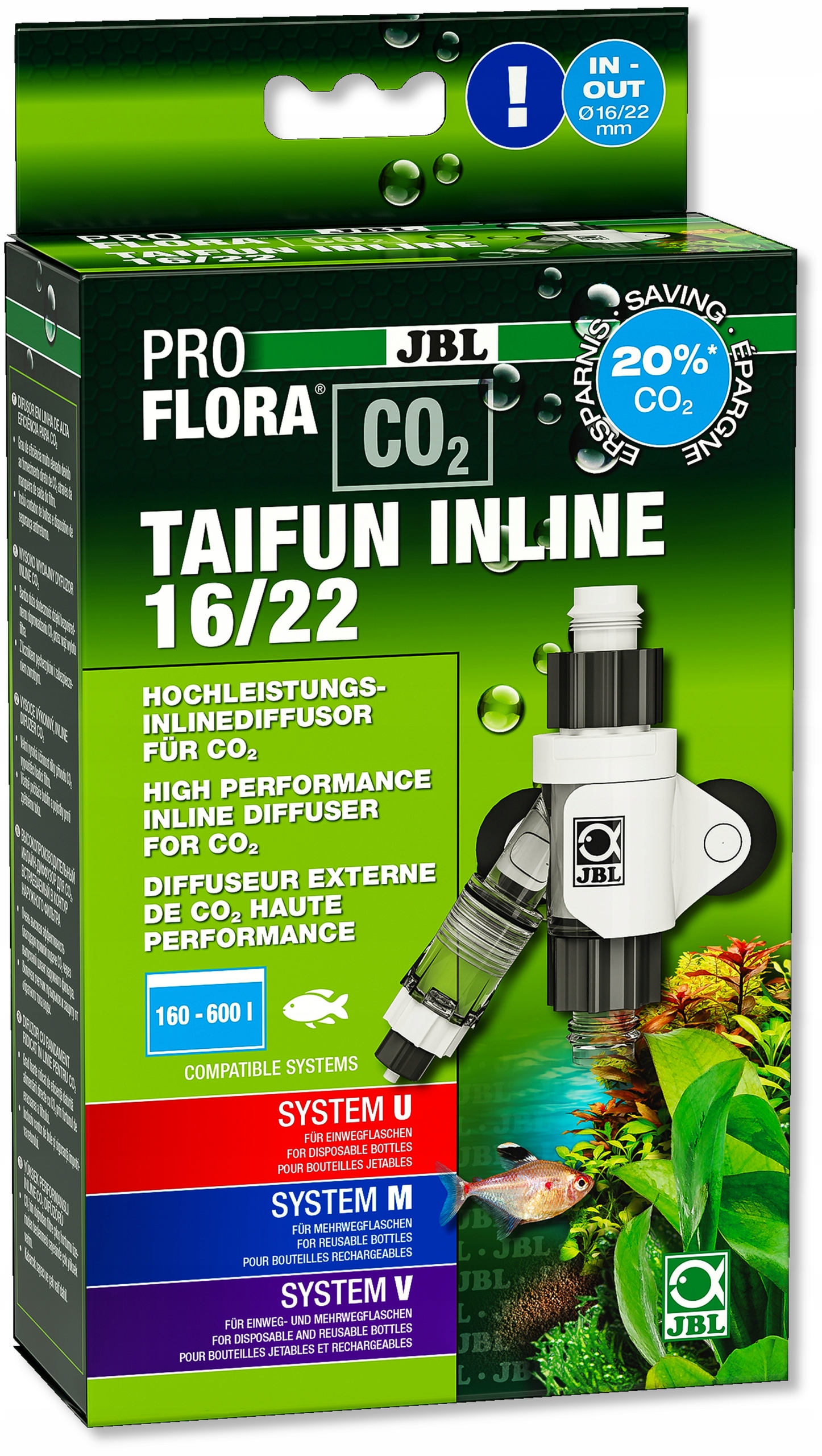 

Jbl Dyfuzor 16/22mm Proflora CO2 Taifun Inline