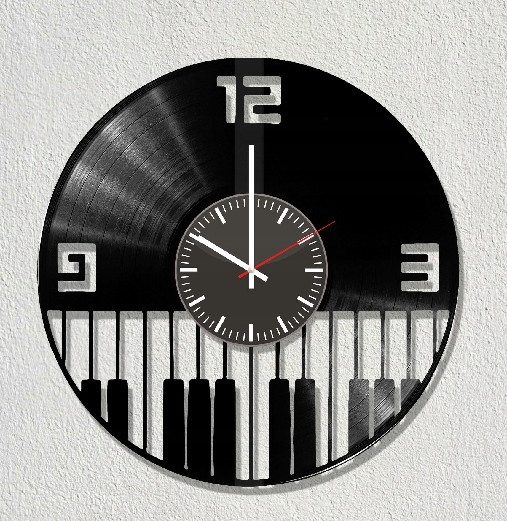 

Zegar z płyty winylowej Muzyka piano keyboard