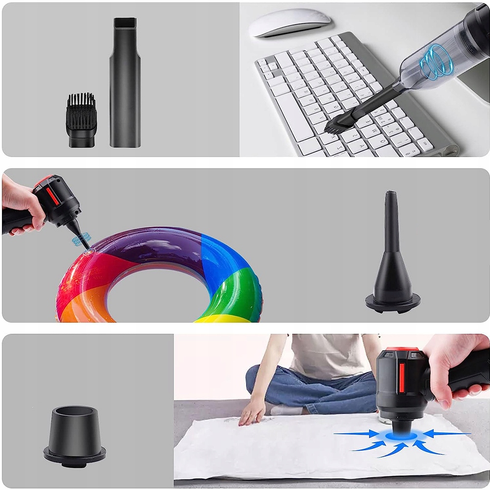 ODKURZACZ RĘCZNY SAMOCHODOWY BEZPRZEWODOWY MOCNY AKUMULATOROWY +KOŃCÓWKI Zasilanie akumulatorowe