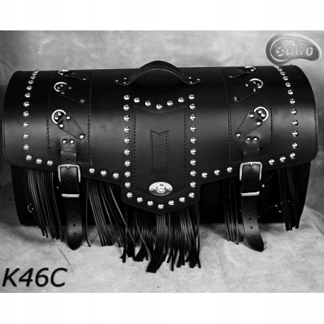 DUŻY KUFER SKÓRZANY MOTOCYKLOWY z zamkiem 73L 46c