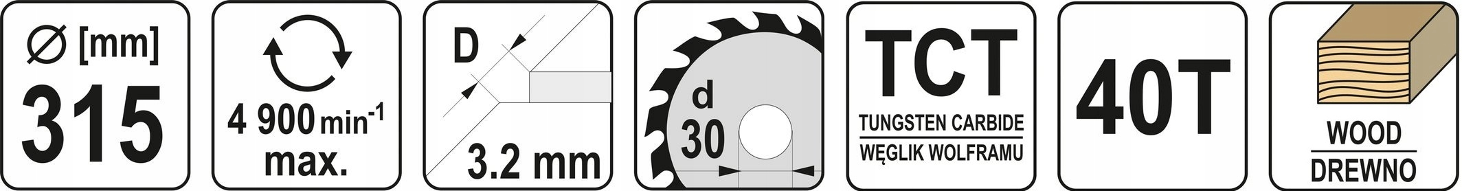 TARCZA WIDIOWA DO DREWNA 315X40TX30MM Marka Yato
