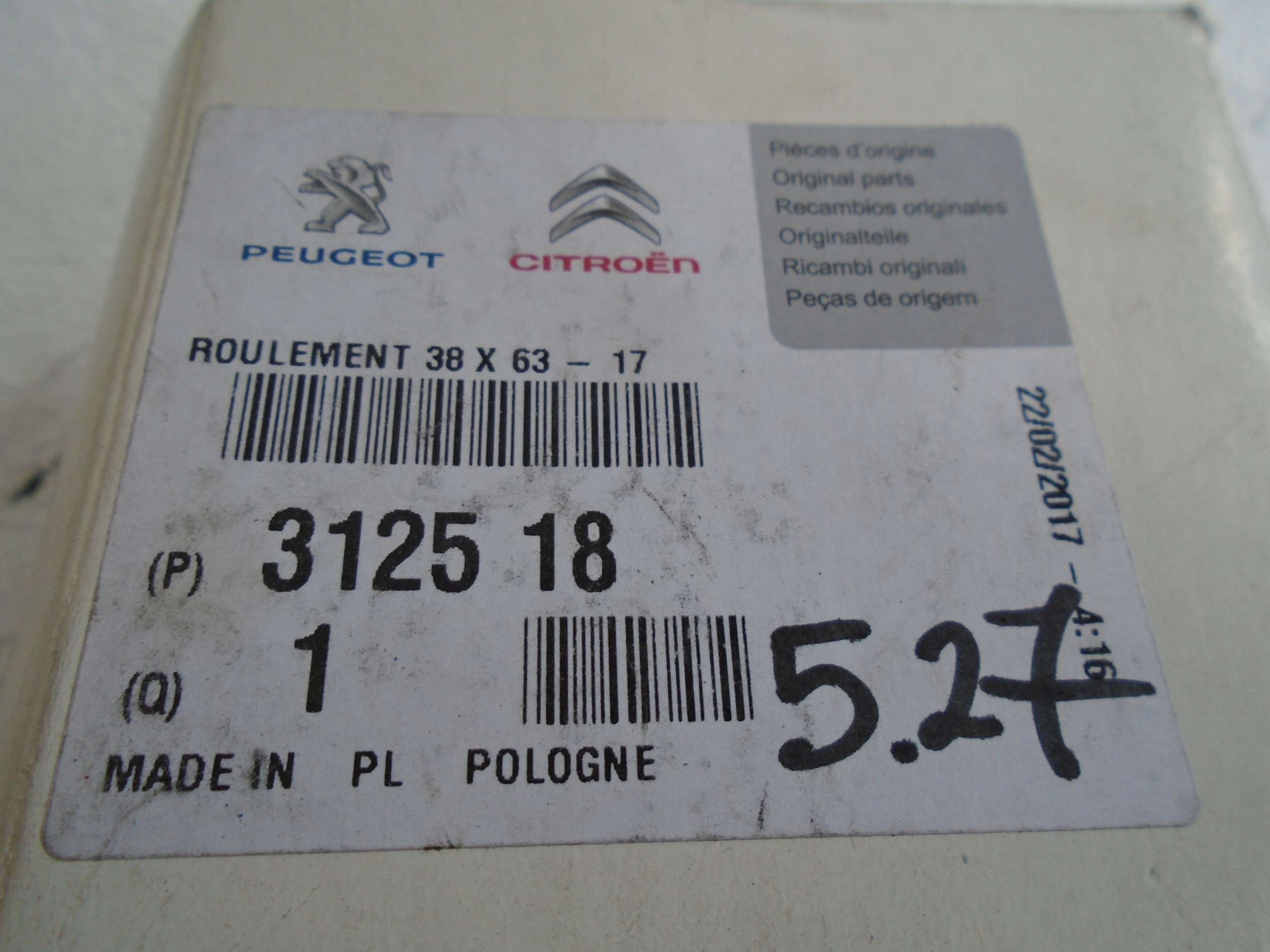 Łożysko Skrzyni Biegów 312518 Citroen Peugeot OE Typ samochodu Samochody osobowe