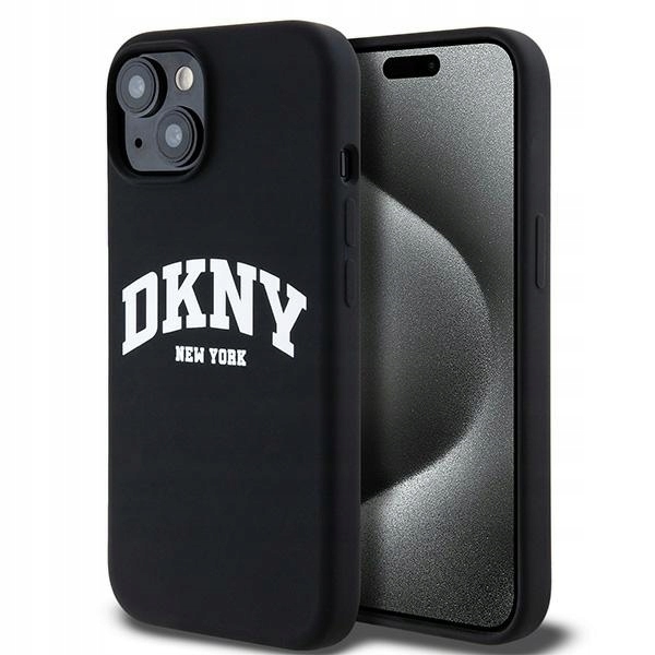 Dkny Liquid Silicone White Logo MagSafe Pouzdro iPhone 15/14/13 Černé