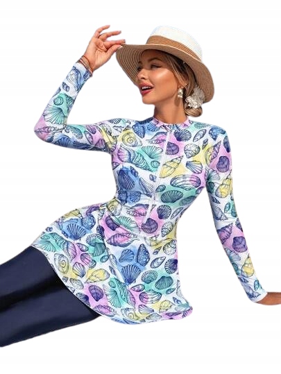 Shein Dvoudílné Plavky S Dlouhým Rukávem V Mušli 1 Db