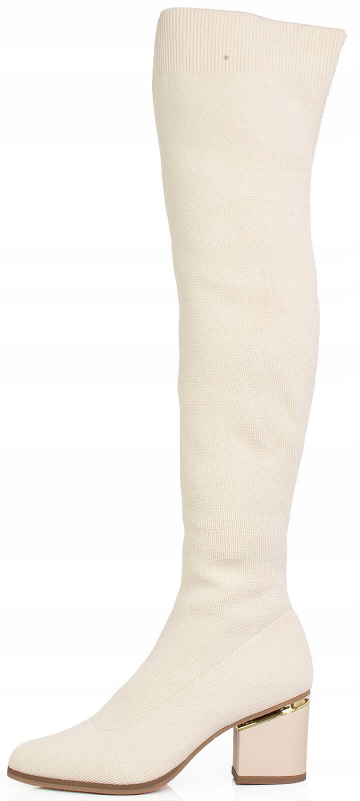 KOZAKI NA SŁUPKU BEŻOWE ELASTYCZNA CHOLEWKA 40