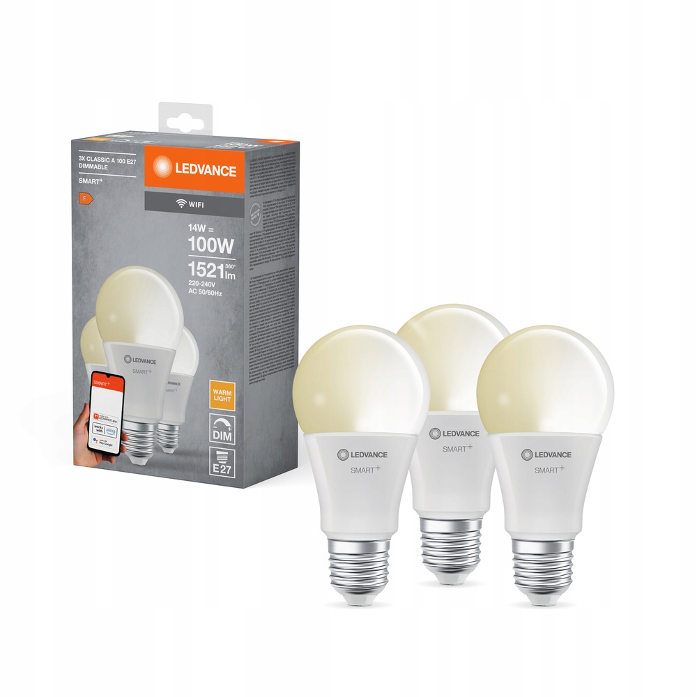 Led žárovka E27 14W 100W 1521lm Stmívatelná Smart+ WiFi Classic Ledvance