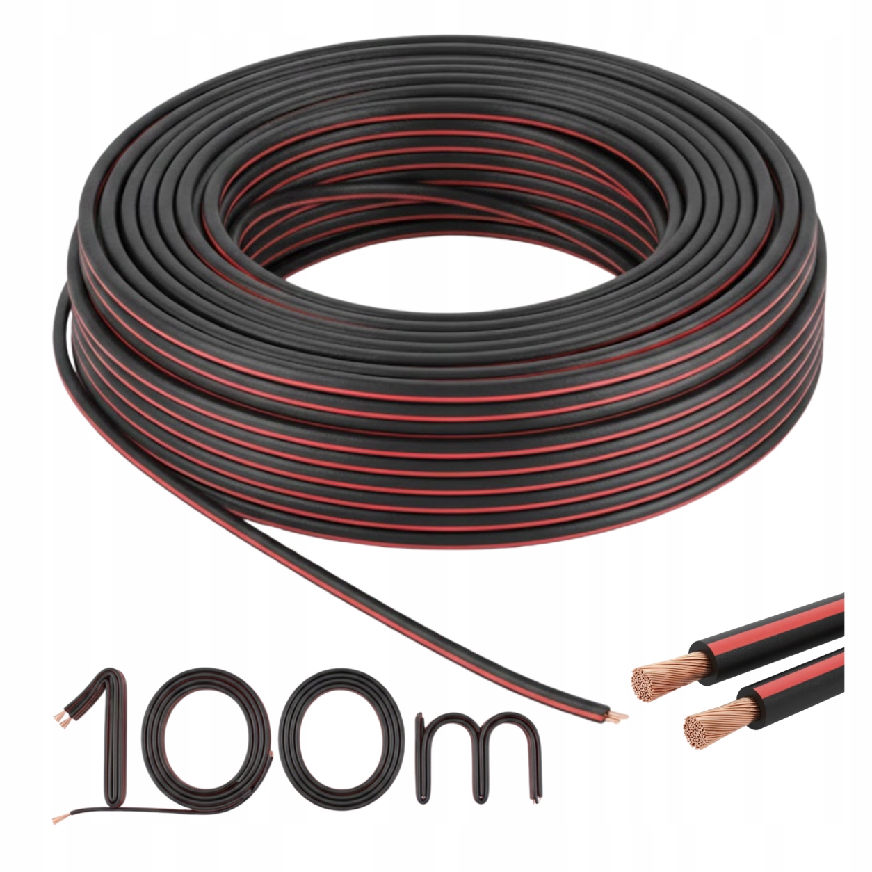 Kabel pro Led pásky 2x0,5 mm 1 m Dvoužilový reproduktorový kabel Cívka Rolka