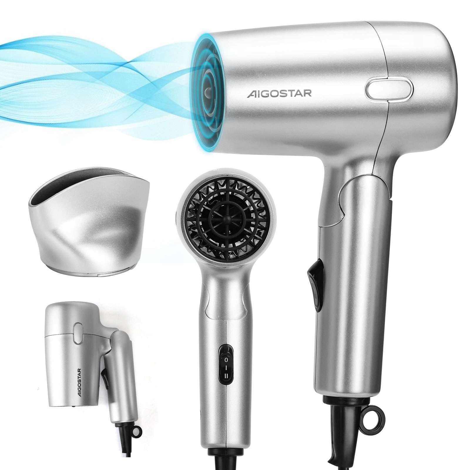 Suszarka Do Włosów Turystyczna Składana Aigostar srebrna 1200W
