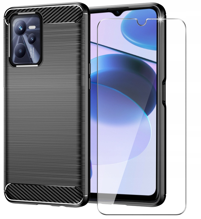 

Etui Pancerne Carbon Szkło do Realme C35