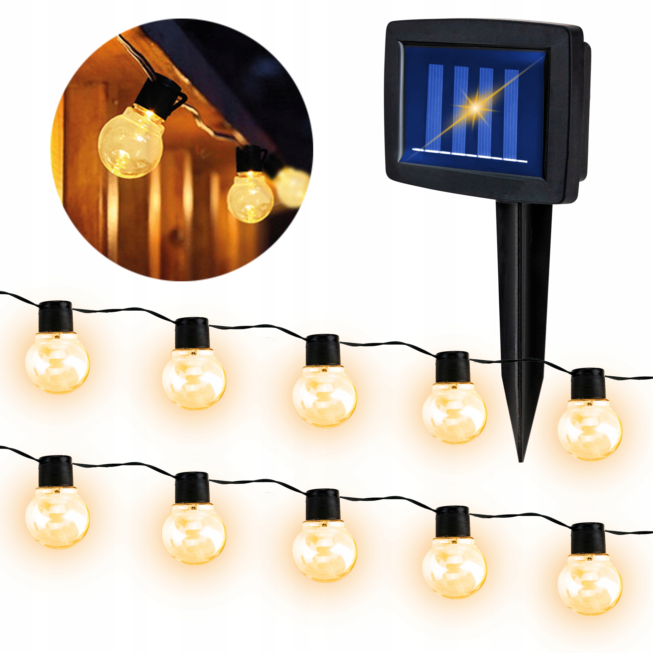 

Girlanda Świetlna Ogrodowa Solarna Kule 10X Led