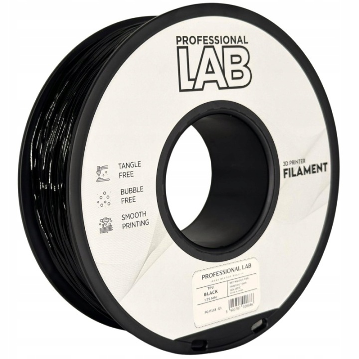 10 x Filament Tpu Black Čierna Prof. Lab. 1,75 mm 1000 g 3D tlačiareň