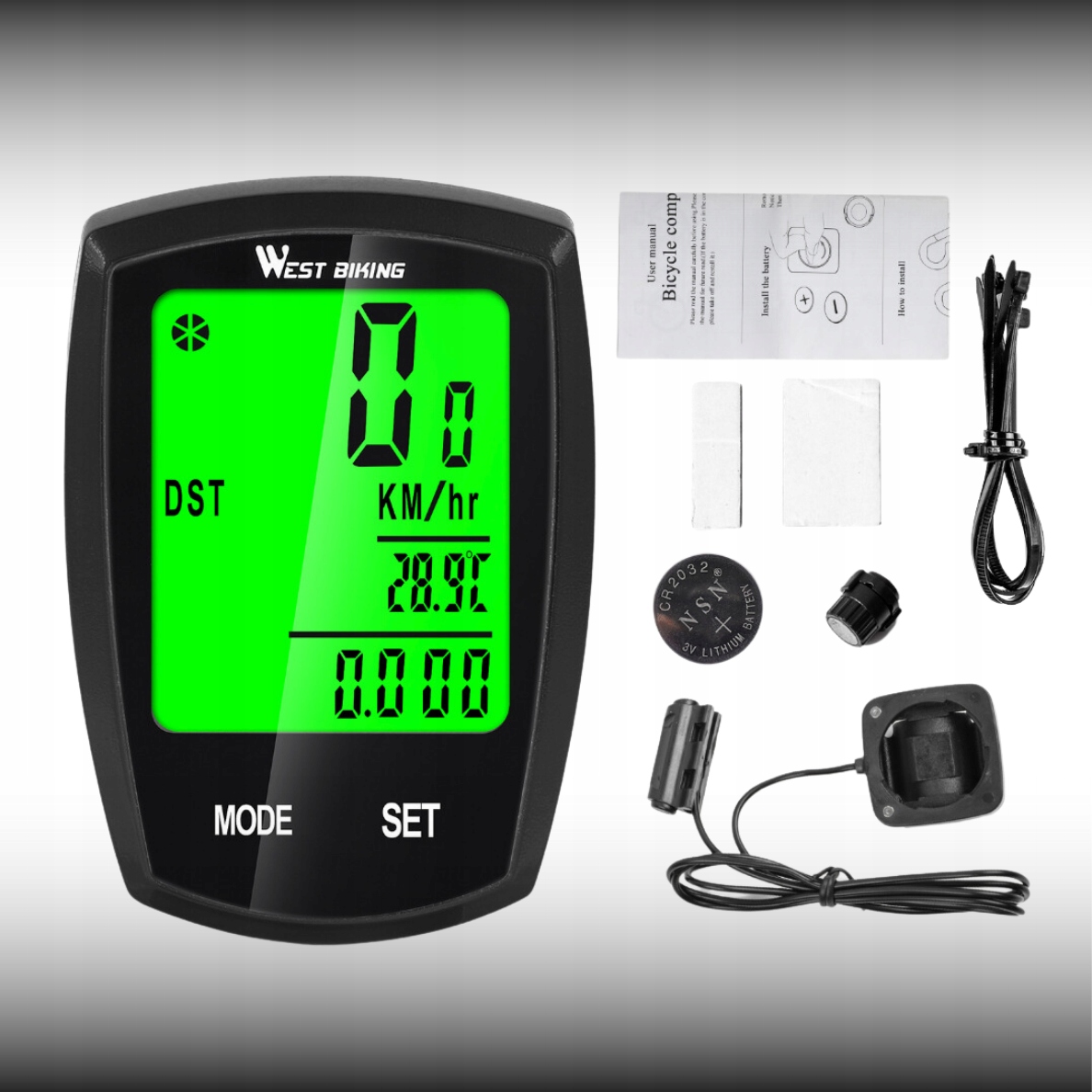 LICZNIK BEZPREWODOWY ROWEROWY na rower TERMOMETR TRYB NOCNY PODŚWIETLANY Kod producenta DYSTANSOMIERZ NA ROWER PRĘDKOŚCIOMIERZ
