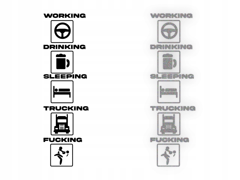 WORKING DRINKING SLEEPING... - Naklejka na samochód na auto - ODBLASKOWA