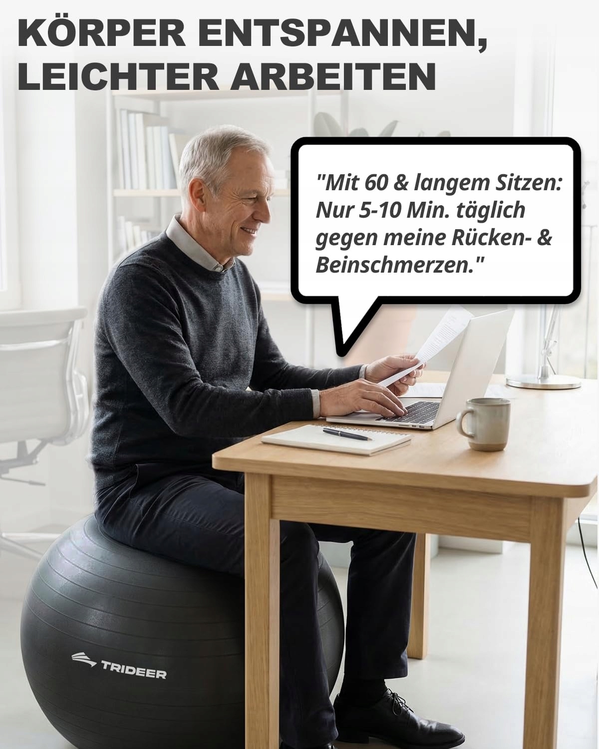 TRIDEER Gruby Piłka Gimnastyczna Ciążowa Anty-Wybuchowa 45-85 cm Fitness — miniatura 5