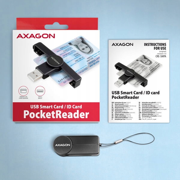 Axagon Cre-smpa, Usb-a PocketReader czytnik kart kontaktowych Smart card