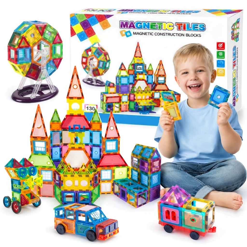БОЛЬШИЕ МАГНИТНЫЕ СТРОИТЕЛЬНЫЕ БЛОКИ КРЕАТИВНЫЕ МАГНИТНЫЕ ПЛИТКИ 3D НАБОР 130 EL ПОДАРОК