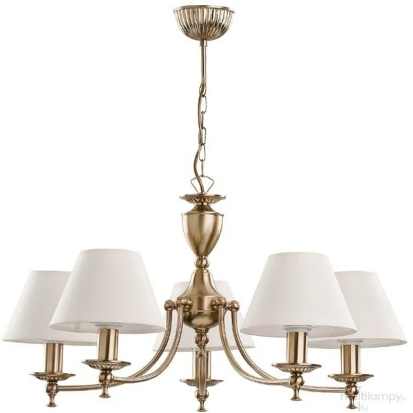 Klasický dekorativní lustr s bílými stínítky, 5bodový, 49 cm Alfa