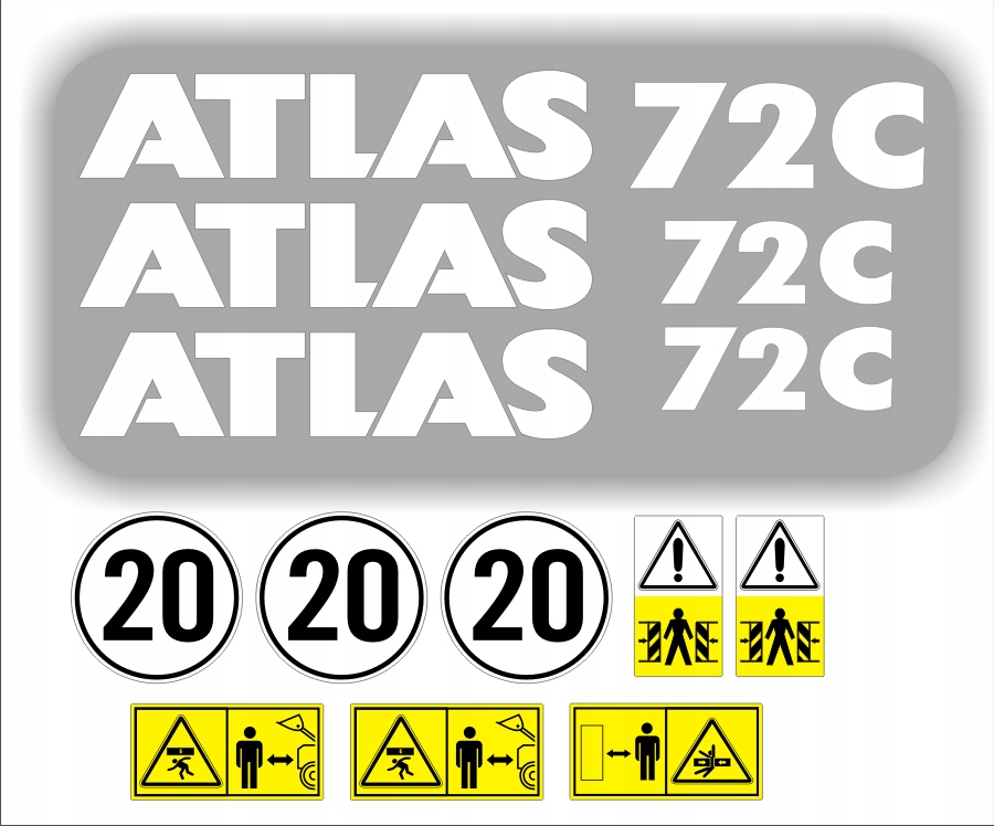 NAKLEJKI NAKLEJKA koparka ładowarka ATLAS 72C