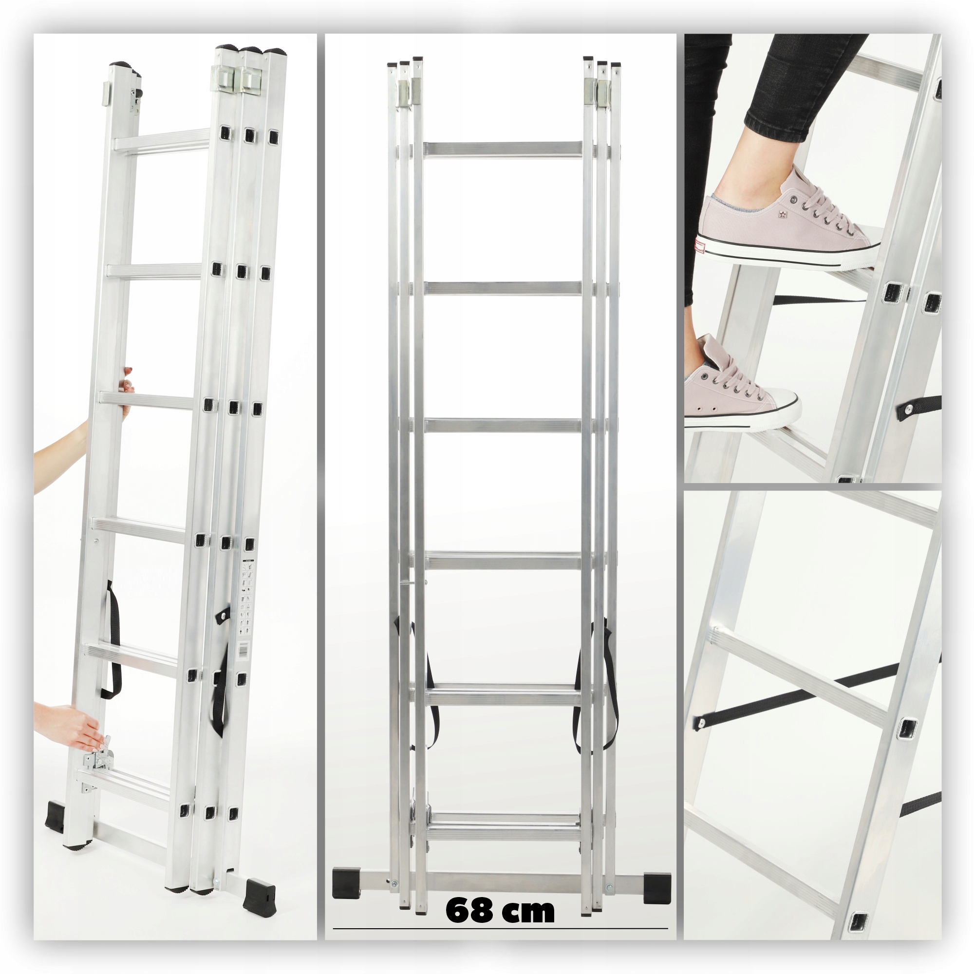 DRABINA DOMOWA ALUMINIOWA 3x6 SKŁADANA DWUSTRONNA MOCNA Z HAKIEM Kod producenta K4589