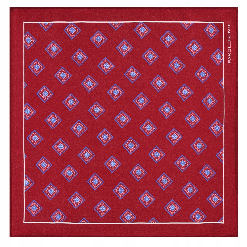 Hedvábný pánský kapesníček v červené barvě s kosočtverci Pako Lorente One Size