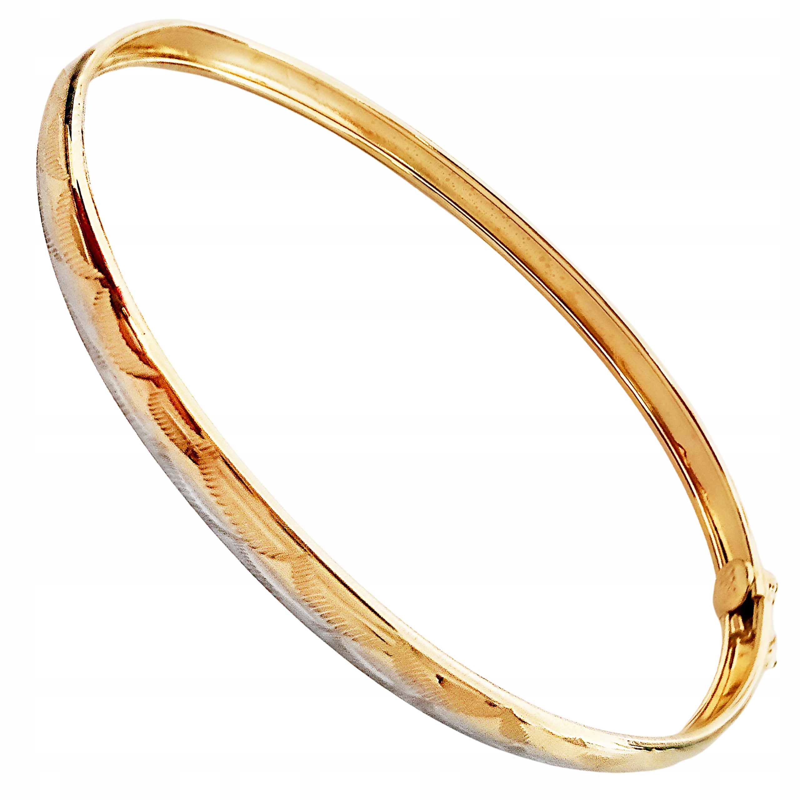 Zlatý náramek bangle 585 s bílým zlatem a diamantováním jako dárek