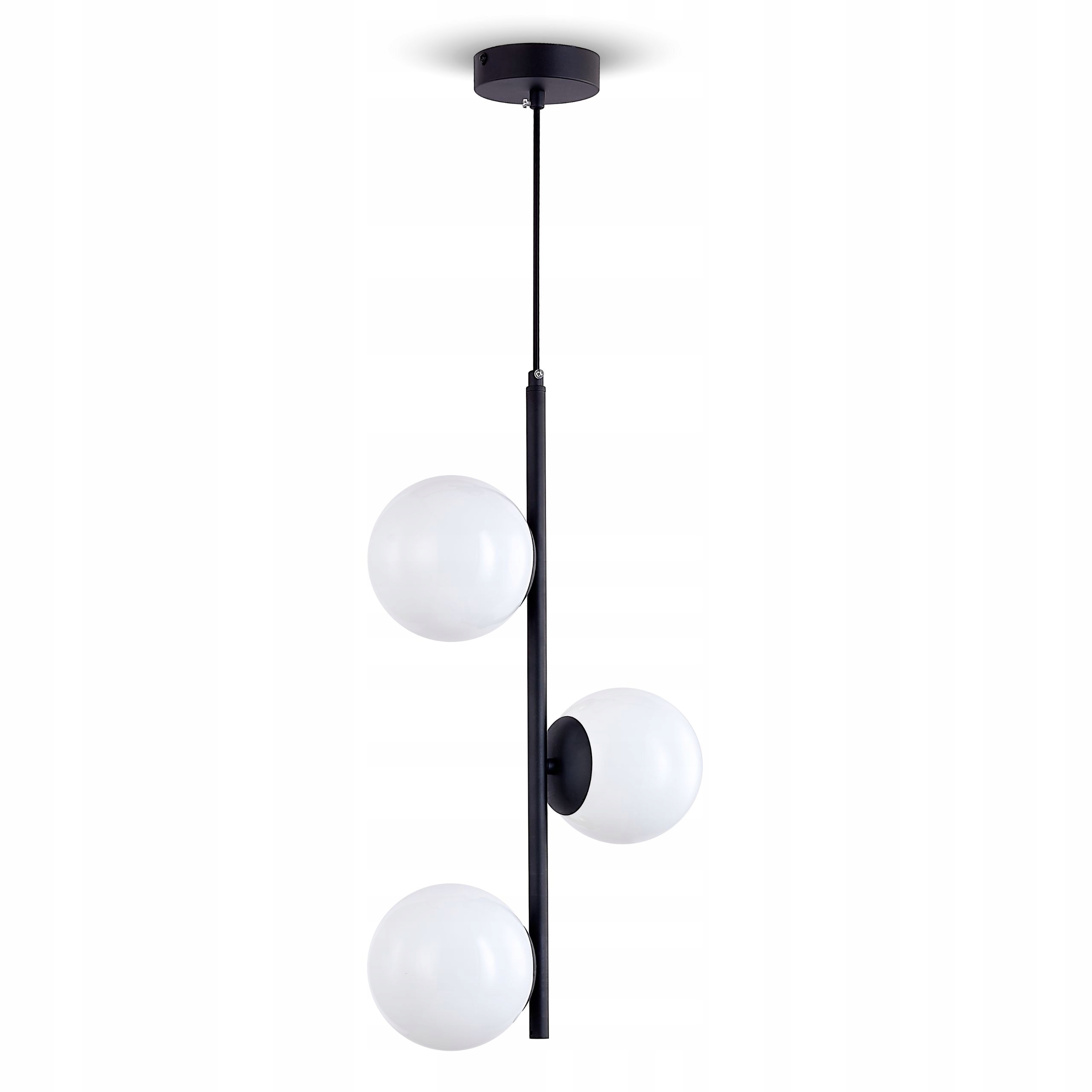 Závěsná stropní lampa Nastavitelná výška Bílé Skleněné Koule Černá 3X E27