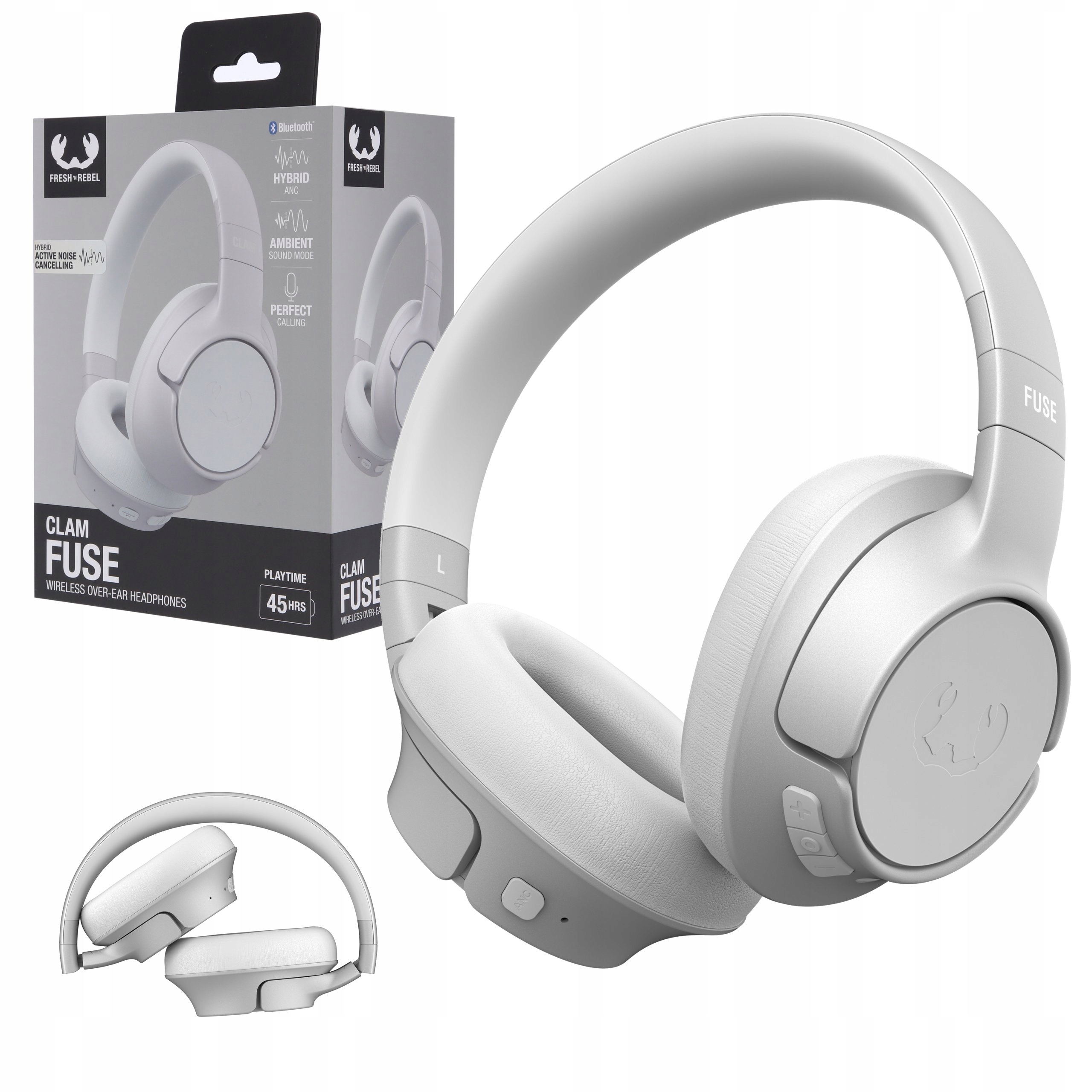 Fresh 'n Rebel Słuchawki Bezprzewodowe Wokółuszne Z Anc Clam Fuse Ice Grey