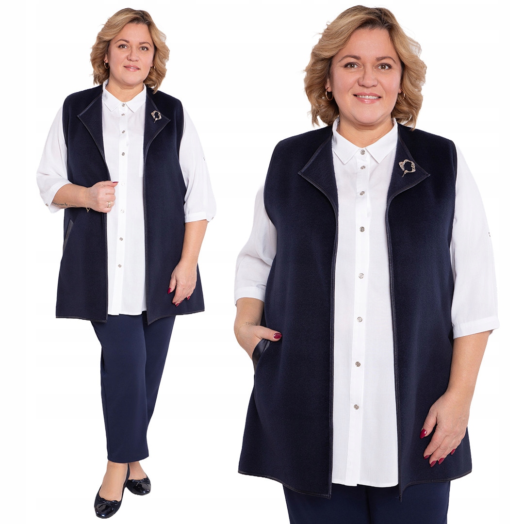 Modrá vesta s broží 58