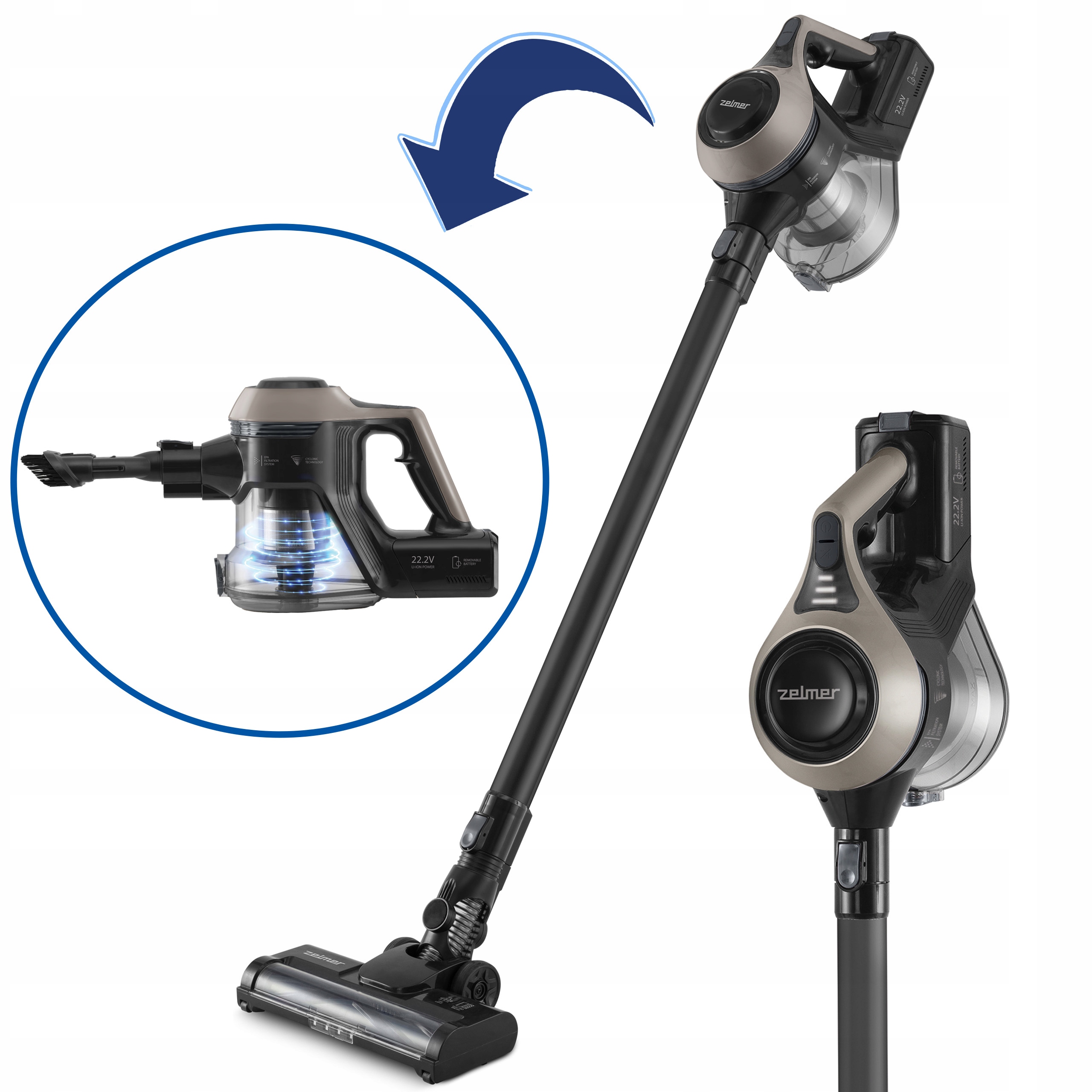 Odkurzacz pionowy Zelmer ZSVC510D Piotr czarno-piaskowy