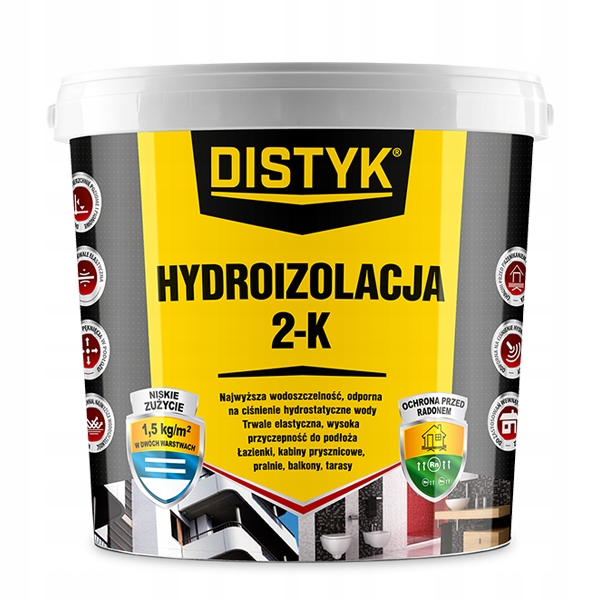 Hydroizolacja 2K Distyk wiadro 14kg szary