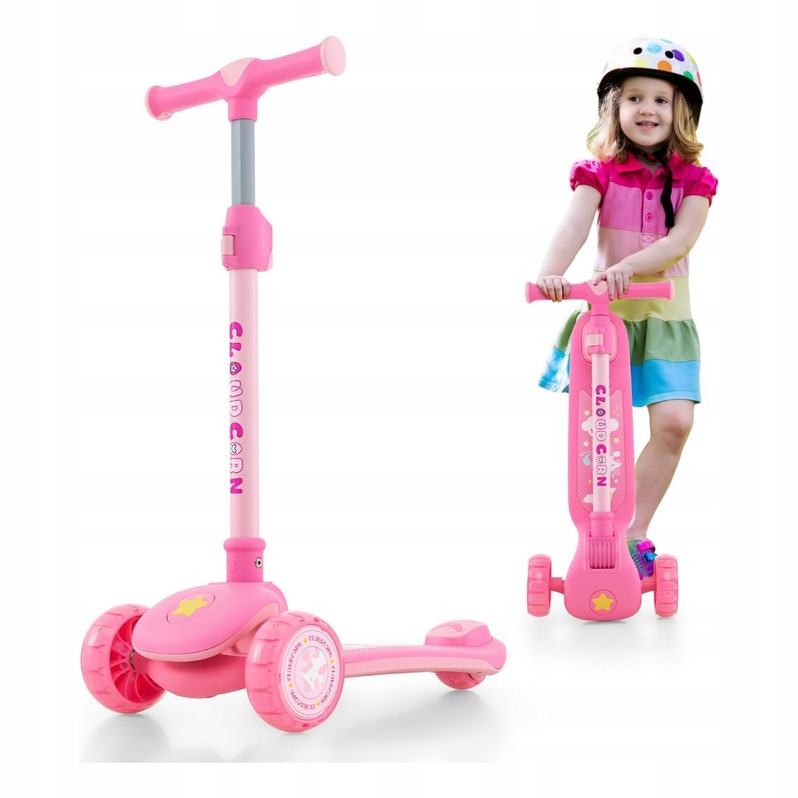 Składana Hulajnoga Dla Dzieci Z Szerokim Pokładem Kołami Led trójkołowa