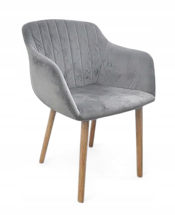 Krzesło do salonu kuchni aksamit Adslev Szary z Jysk