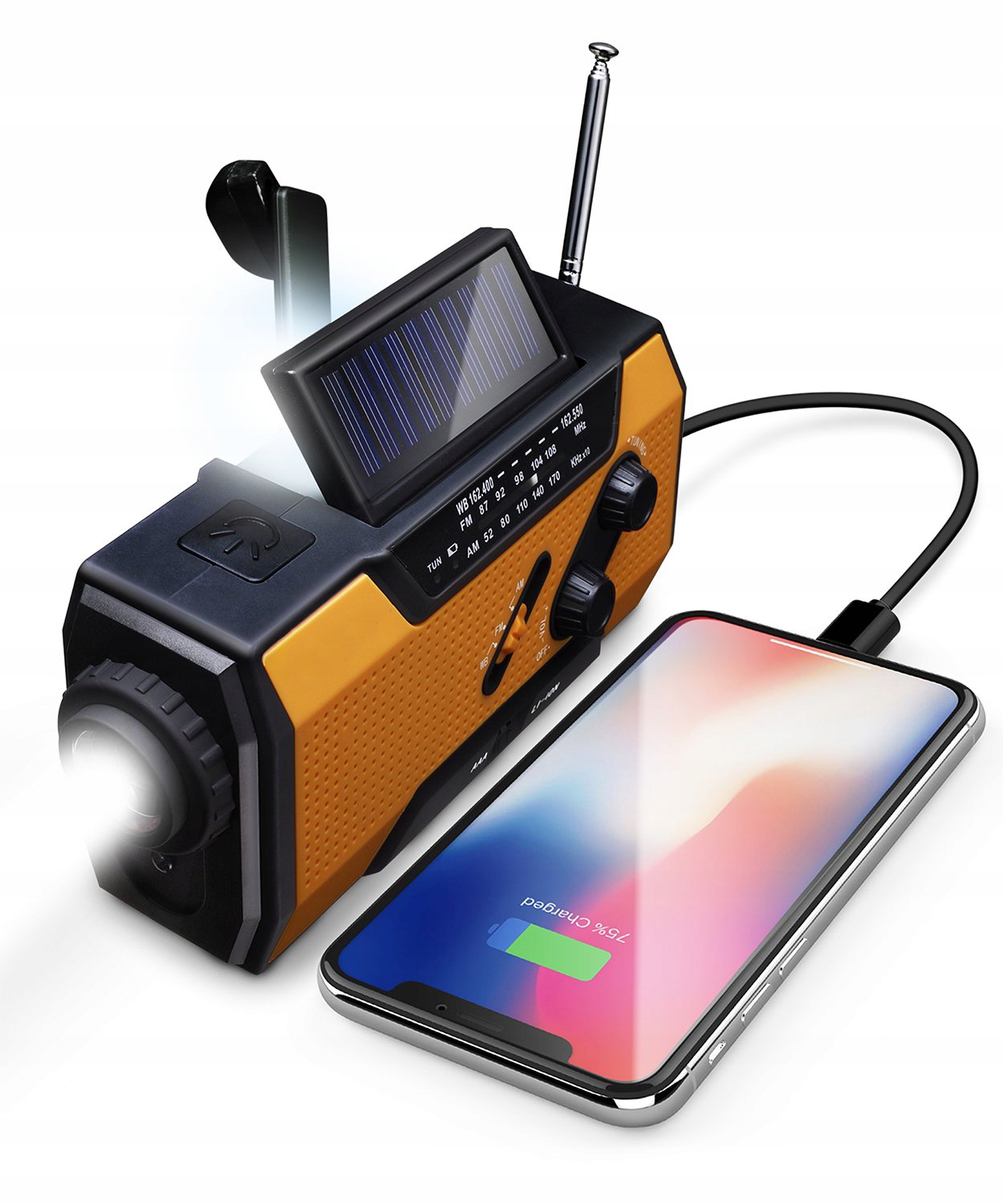 

Radio Na Dynamo Korbkę Solarne Powerbank Latarka