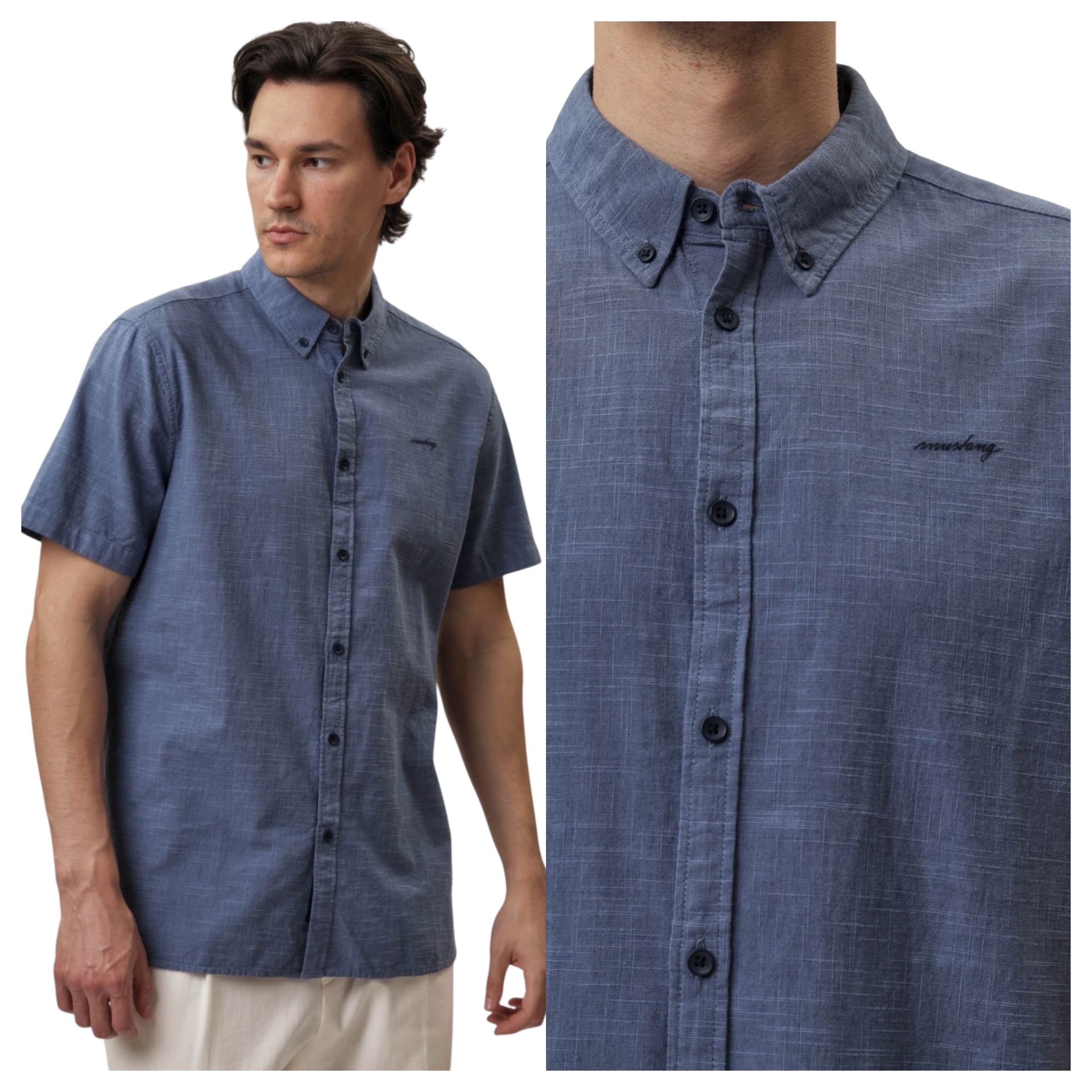 Pánská košile Mustang Berkeley Modrá Two Tone Regular Fit M