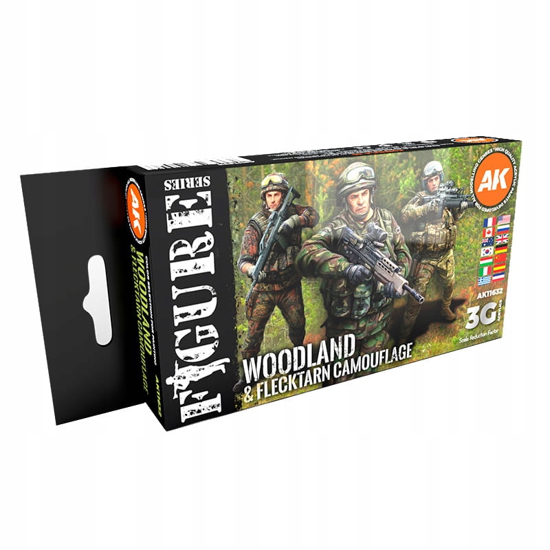 3Gen Acrylics Moderní kamuflážní sada Woodland And Flecktarn, 6x17ml
