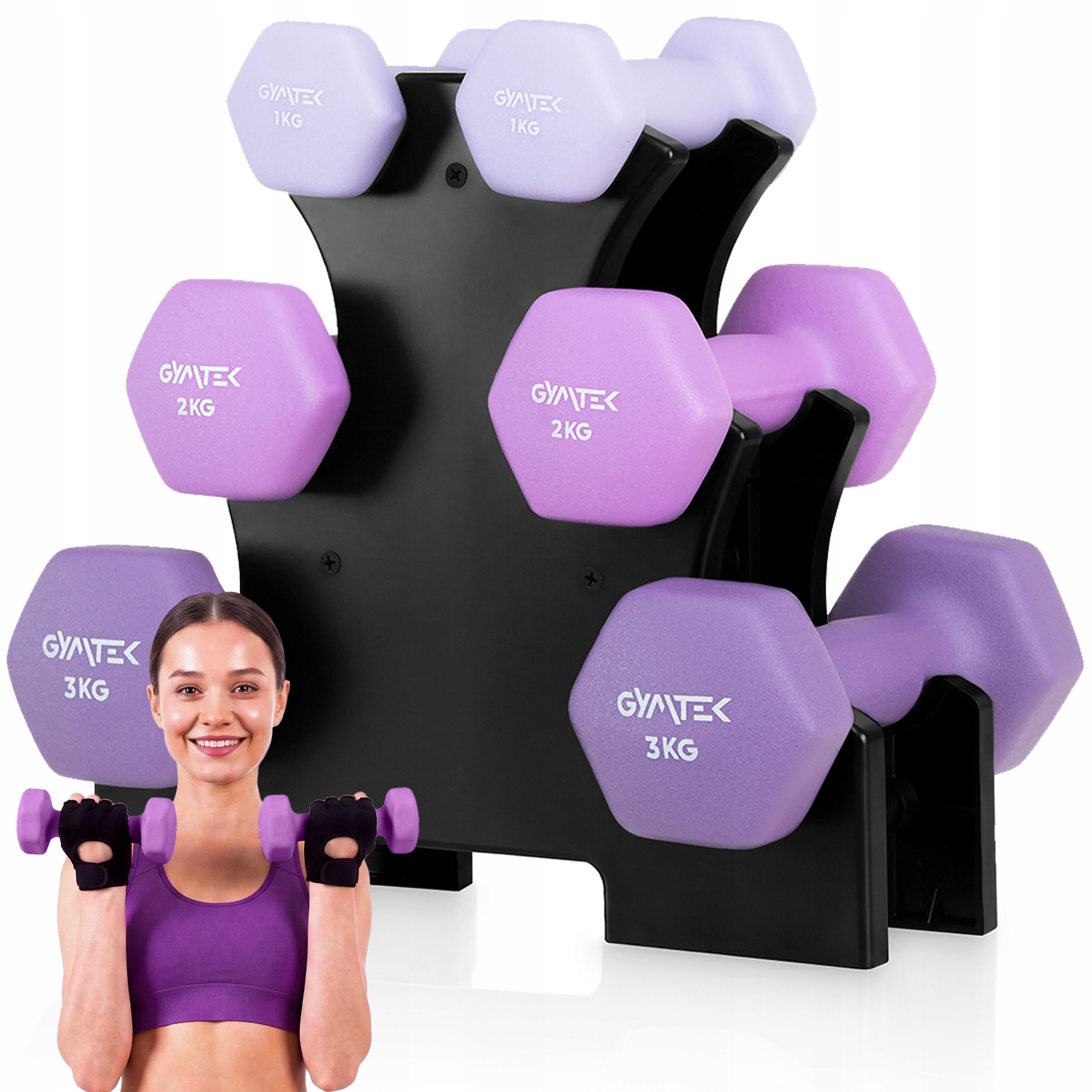Hantle Fitness Zestaw Neoprenowy Na Stojaku Hantle Do Ćwiczeń Gymtek