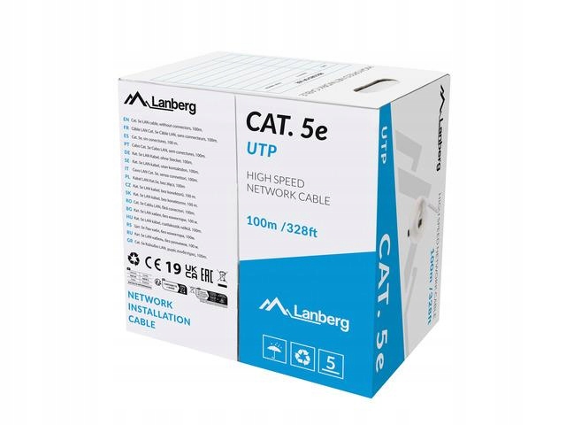 Kabel Sieciowy KAT.5E CAT.5E Utp 100m Skrętka do Internetu 100% miedź Cpr