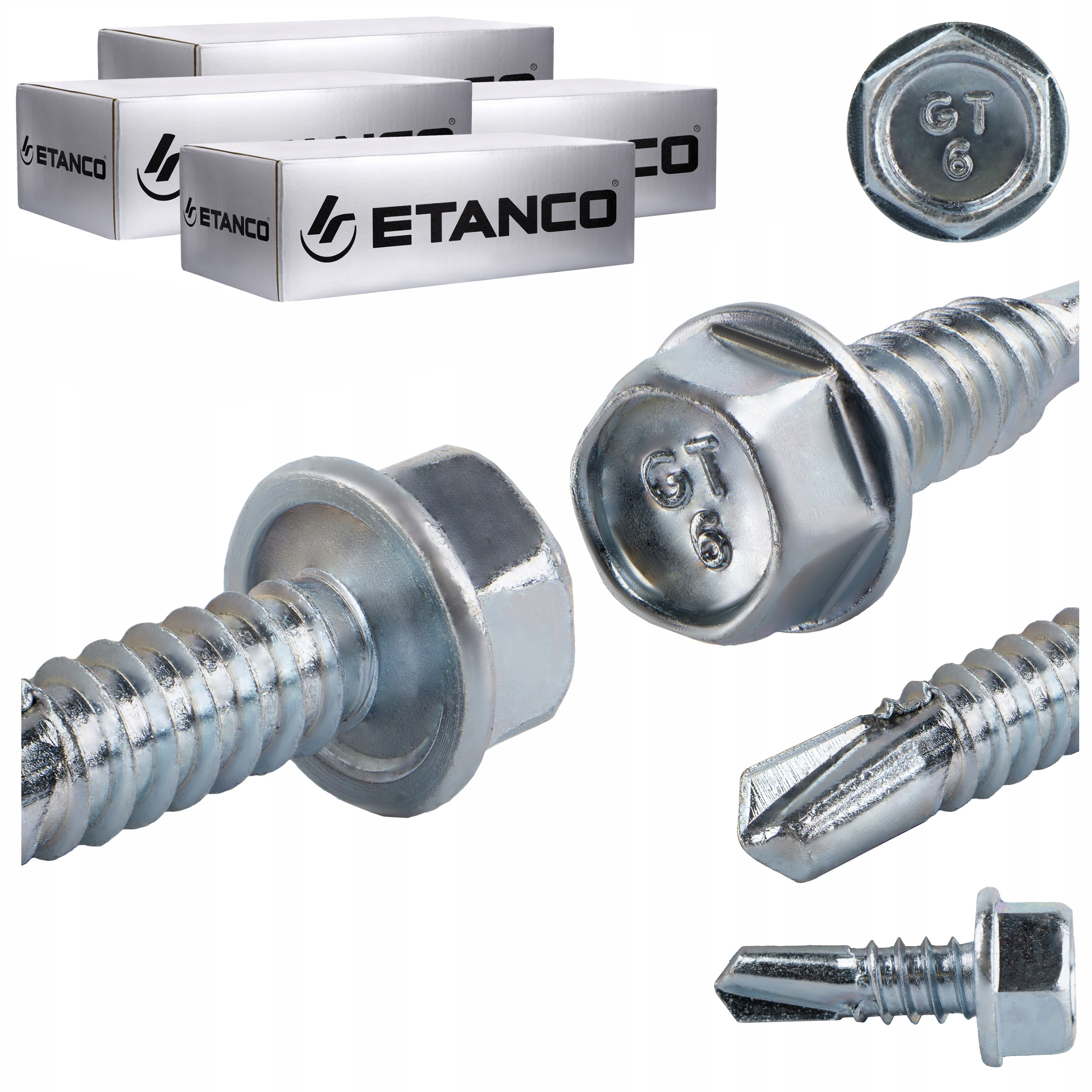 Samovrtné šrouby do kovu 6 mm 6,3x19 mm Pozink 2000 ks Etanco GT6