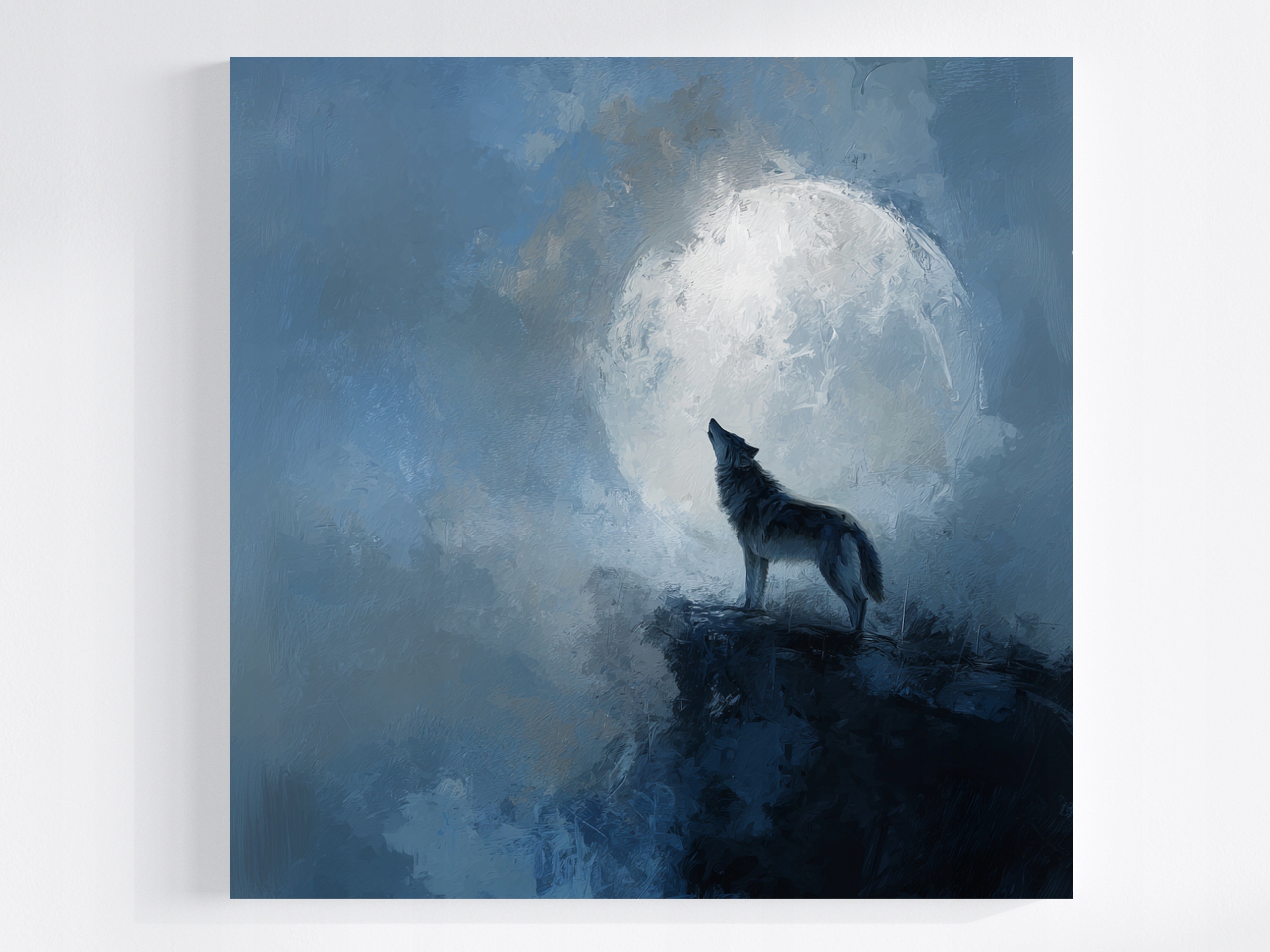 Obraz Na Plátně Canvas Noc Temnota Měsíc Vlk Divočina Mystika 80x80