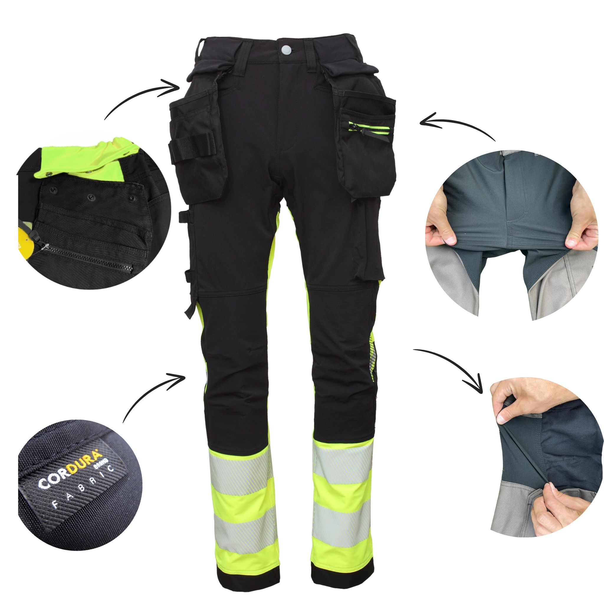 Mocne Elastyczne Spodnie Robocze Stretch BoSafety TensionPro Hi-vis Roz.50