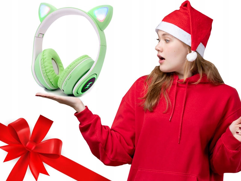 Urocze Dziewczęce Słuchawki Uszy Kotka Dla Dziecka 5,6,7,8,9,10,11 Latka-Zdjęcie-0