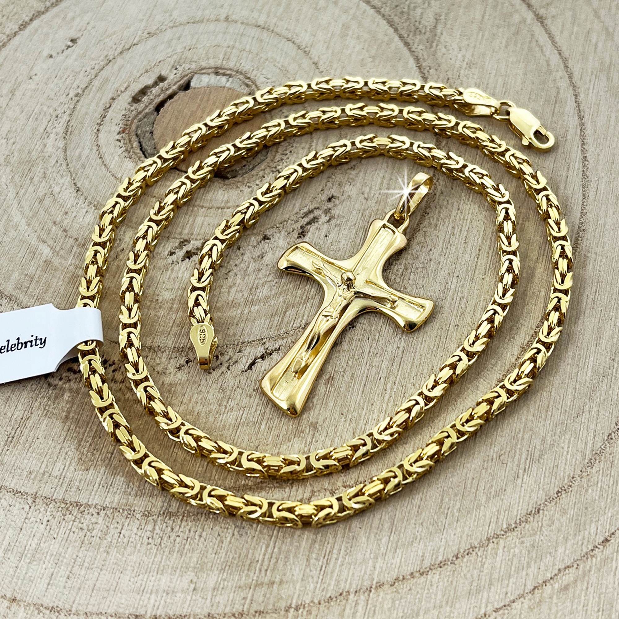 ZŁOTY ŁAŃCUSZEK SPLOT KRÓLEWSKI + KRZYŻ 925 KOMUNIJNY DLA CHŁOPCA + GRAWER Stan opakowania oryginalne