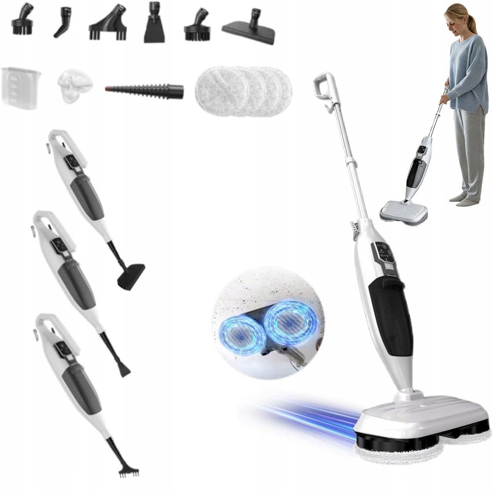 Rotační parní čistič 1300 W s 13 příslušenstvím pro všechny podlahy