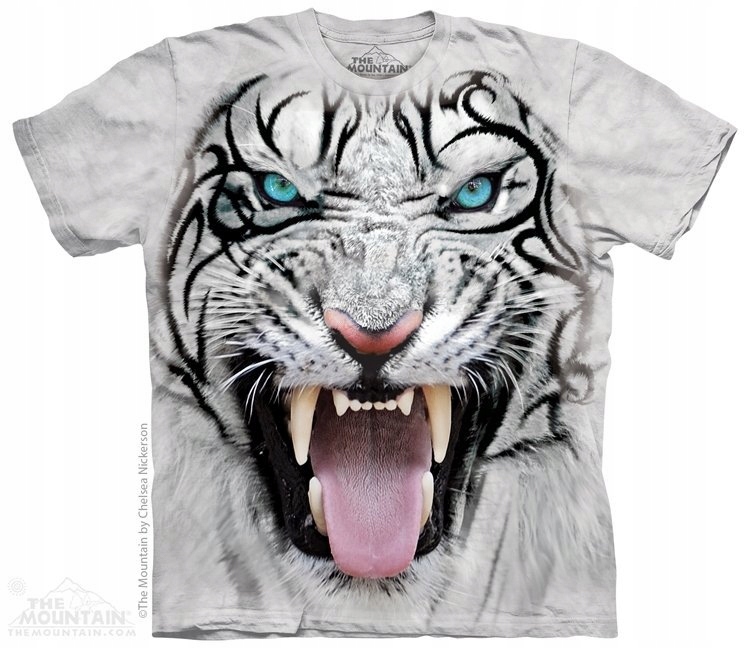 Bílé tričko s tygrem Big Face Tribal White Tiger The Mountain XL