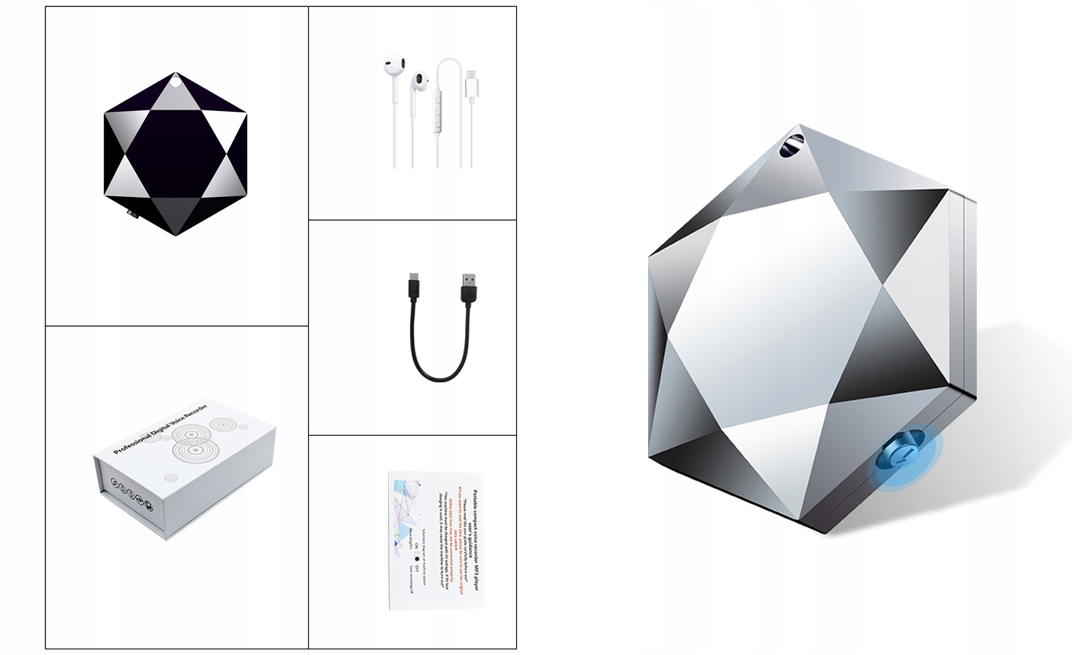 Mini Dyktafon Szpiegowski Mały 16GB Detekcja Wisiorek Brelok Zawieszka HQ Obsługa kart pamięci brak informacji