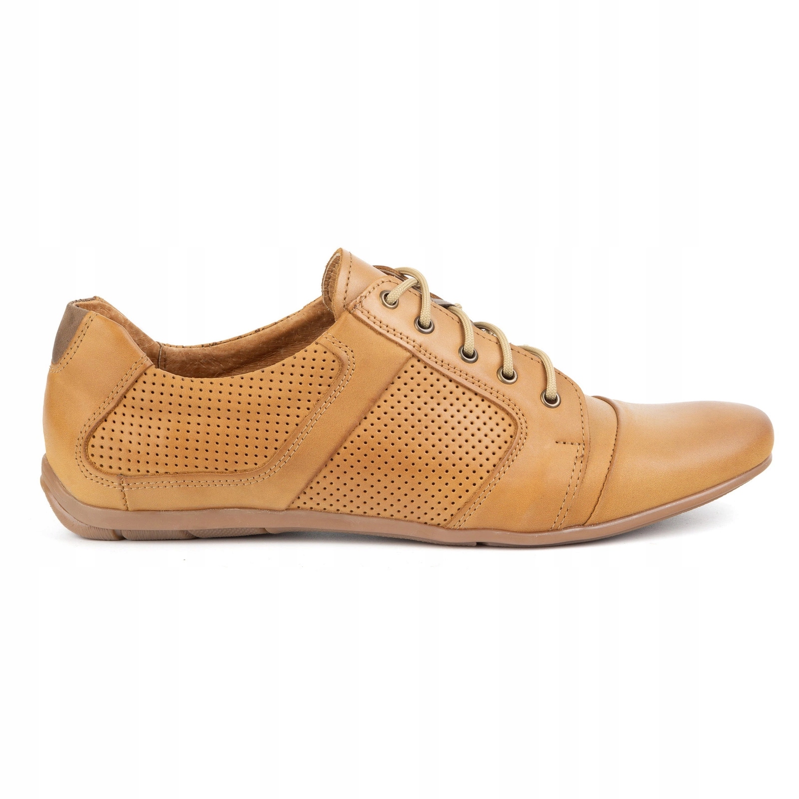 Pánské kožené polobotky Polbut C34P casual šněrovací, červené, velikost 44