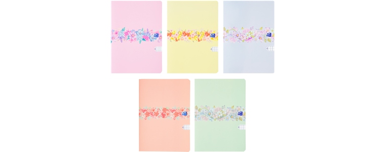 Zestaw Brulionów miękki Oxford Flower B5 96 k. w kratkę z marginesem 5szt